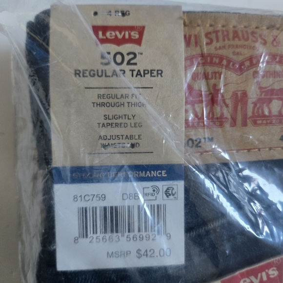 NWT Levi's 502 Regular Taper Jeans in Dark Blue Size 4R - Picture 2 of 3